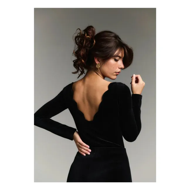 Katy Velours Body | Schwarz