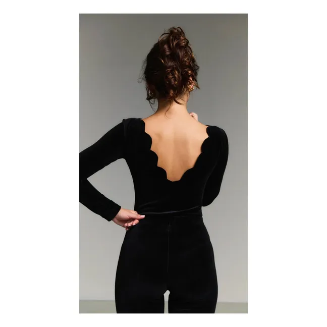 Katy Velours Body | Schwarz