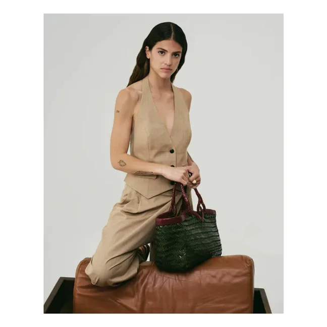 Cabas Crudelia Bicolore Cuir | Vert mousse