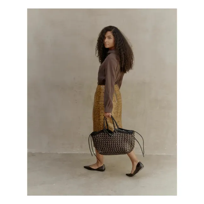 Cabas Crudelia Zig Zag Leder | Grau