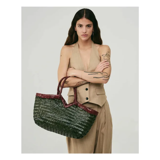 Cabas Crudelia Bicolore Cuir | Vert mousse