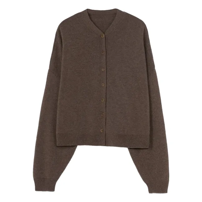 Strickjacke High Neck Extrafeine Merinowolle | Maulwurfsfarben