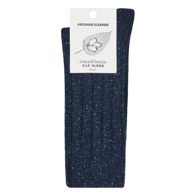 Wool-Silk Socks | Navy blue