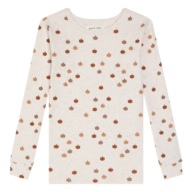 Gerippter Pyjama Kürbisse Bio-Baumwolle | Grau