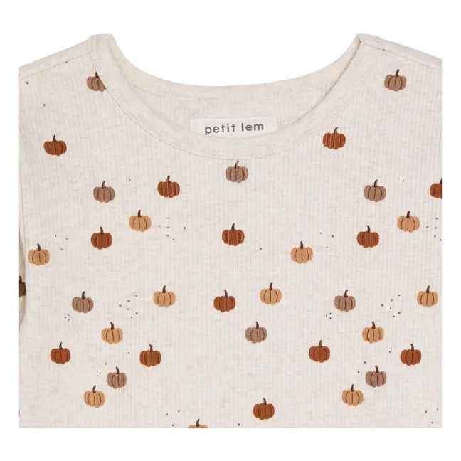 Pyjama Côtelé Citrouilles Coton Bio | Gris