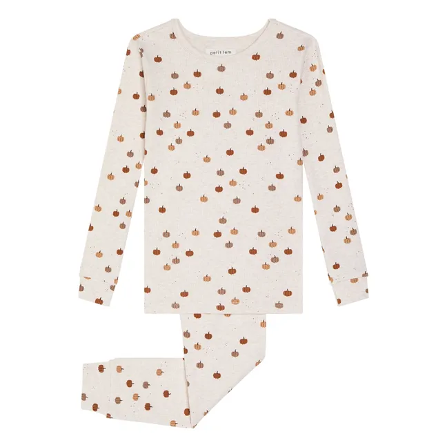 Gerippter Pyjama Kürbisse Bio-Baumwolle | Grau