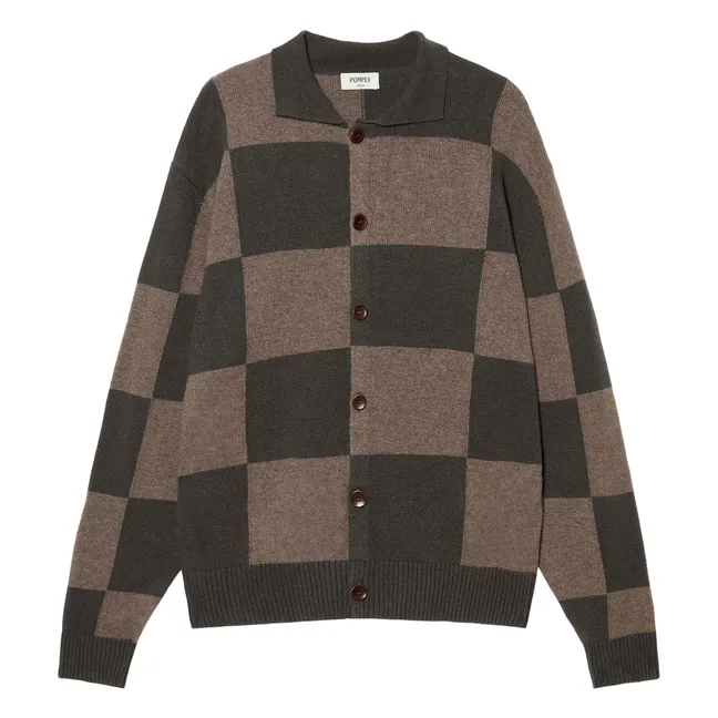 Strickjacke Polo Checked | Grün