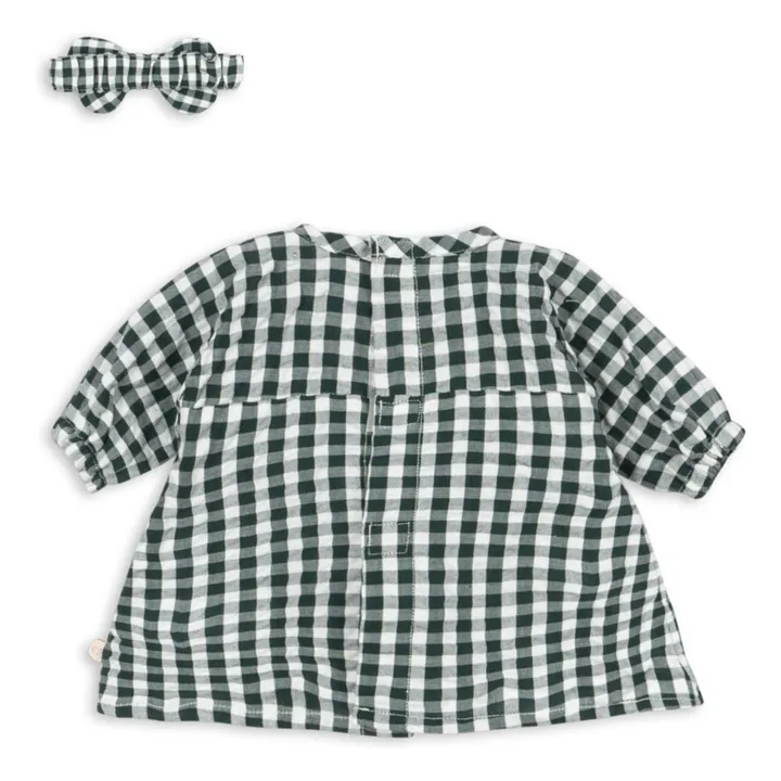 Tenue pour poupée Vichy | Vert foncé- Image produit n°1