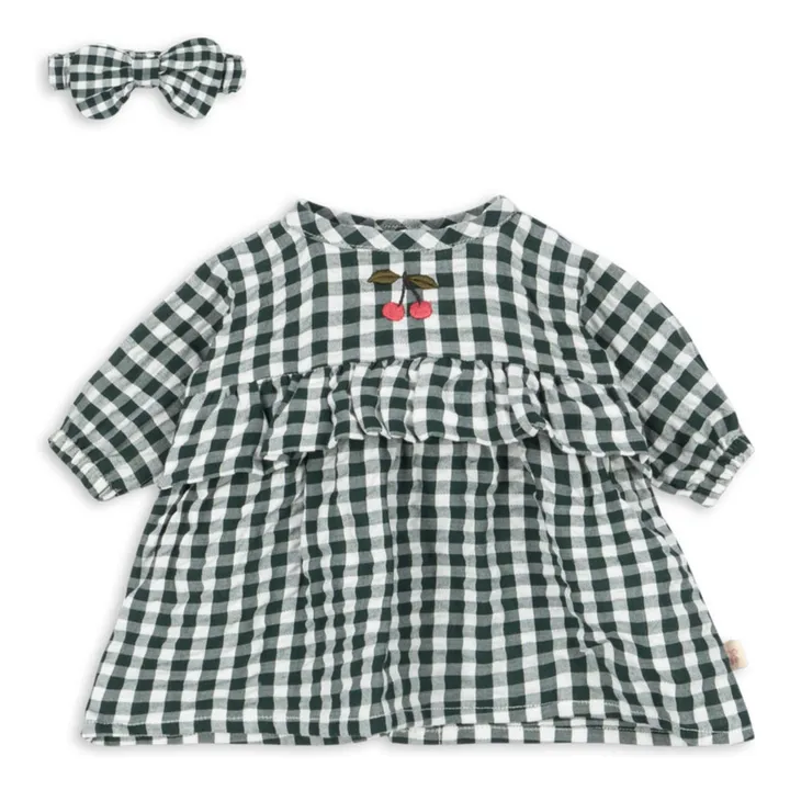 Tenue pour poupée Vichy | Vert foncé- Image produit n°0