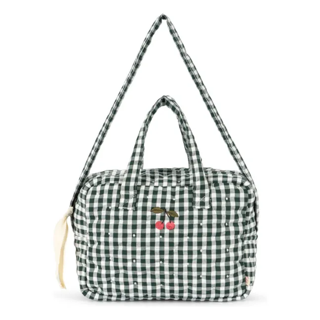 Sac à langer pour poupée Vichy | Vert foncé