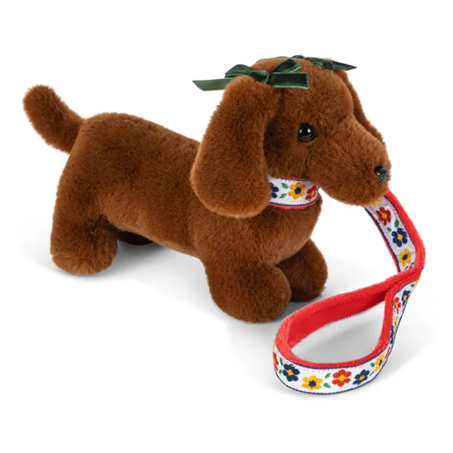 Bassotto in peluche con cuccia | Marrone