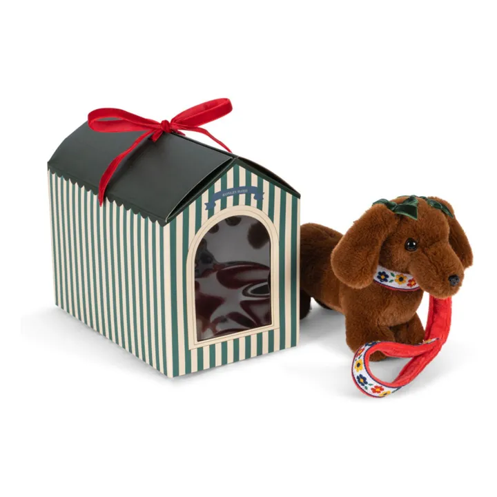 Peluche Teckel avec sa niche | Marron- Image produit n°0