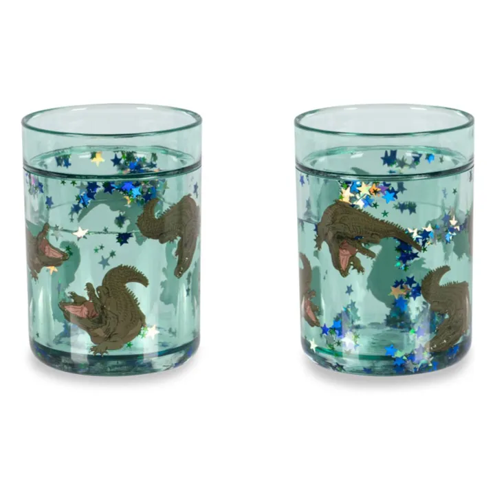 Gobelets glitter Crocodile | Bleu- Image produit n°0