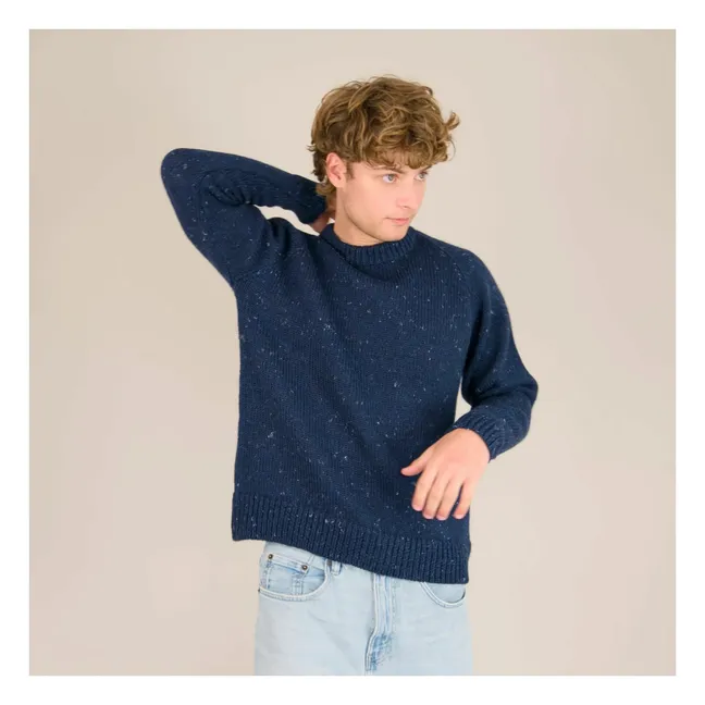 Raglan Chunky Wool Sweater | Dark Blue