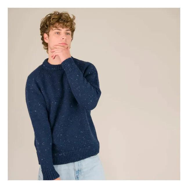 Raglan Chunky Wool Sweater | Dark Blue