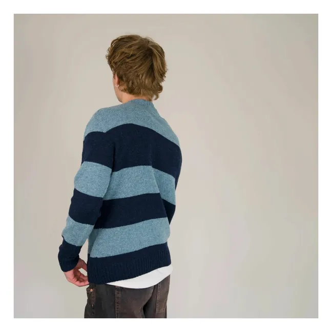 Maglione a righe in lana senza cuciture | Blu