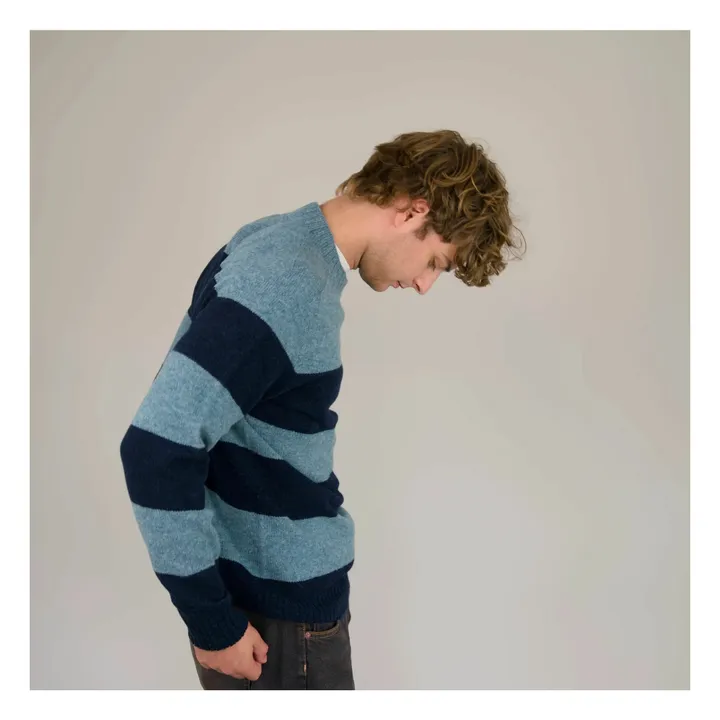 Pull Seamless Rayé Laine | Bleu- Image produit n°4