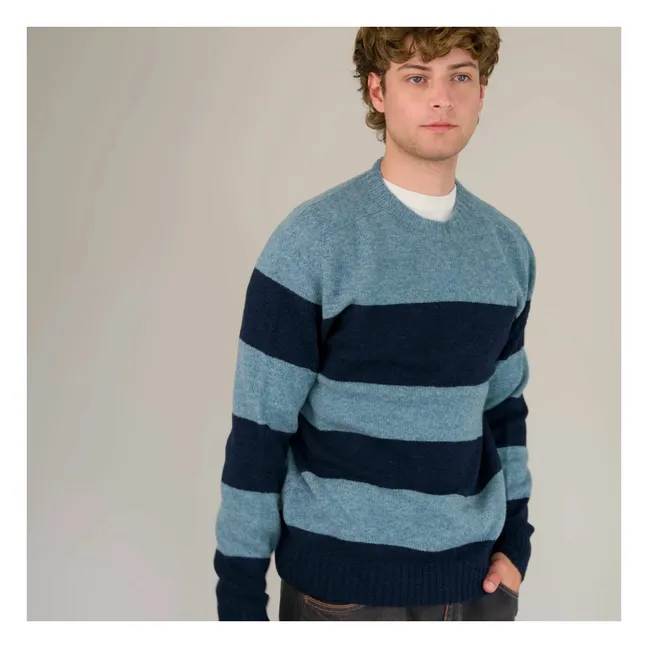 Striped Wool Seamless Sweater | Blue