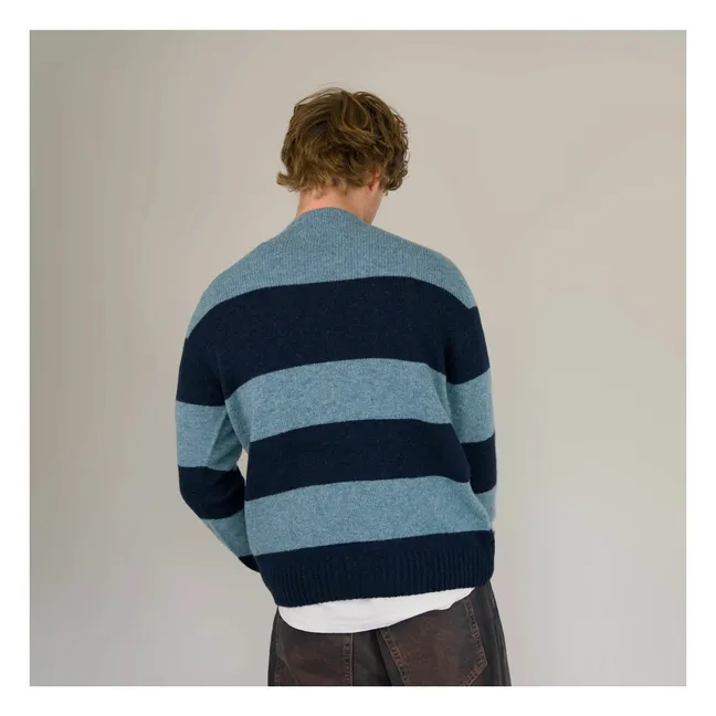 Pull Seamless Rayé Laine | Bleu