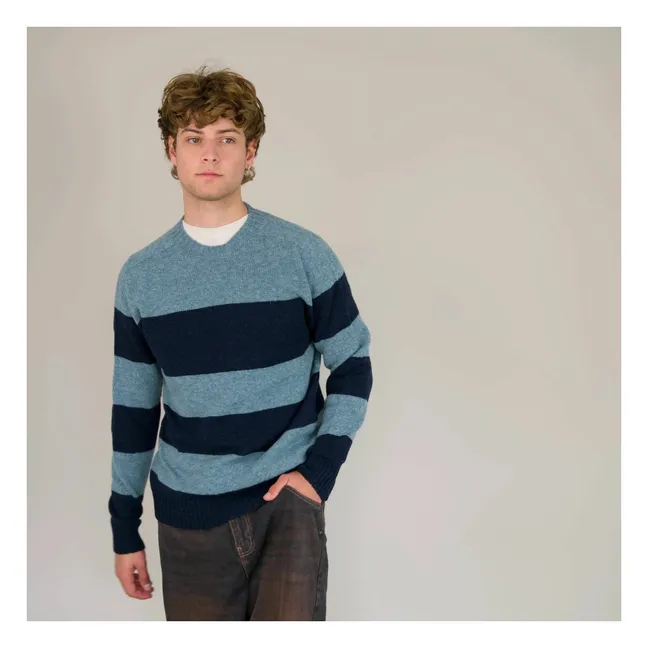 Striped Wool Seamless Sweater | Blue
