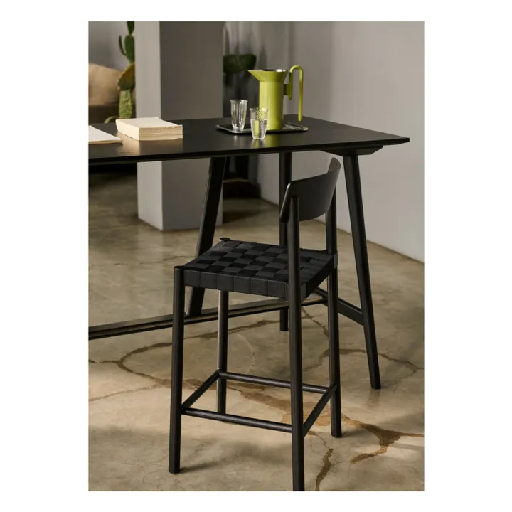 Tabouret de bar sangles noires 75 cm Betty TK15 en frêne | Noir- Image produit n°1