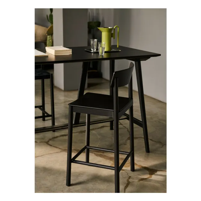 Tabouret de bar sangles noires 65 cm Betty TK12 en frêne | Noir