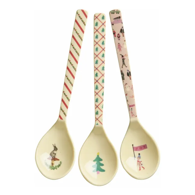 Cuillères en mélamine Noël - Set de 3 | Multicolore