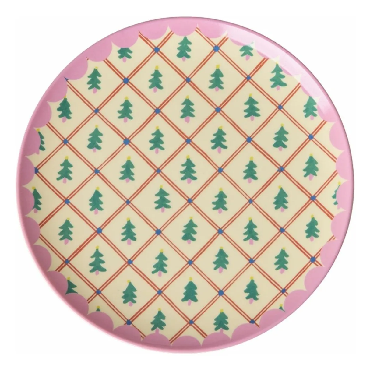 Rice Cream Melamine Dessert Plate Fir Trees