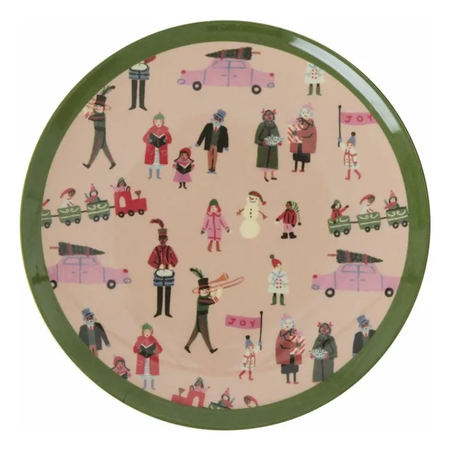 Holiday melamine dessert plate | Pale Pink