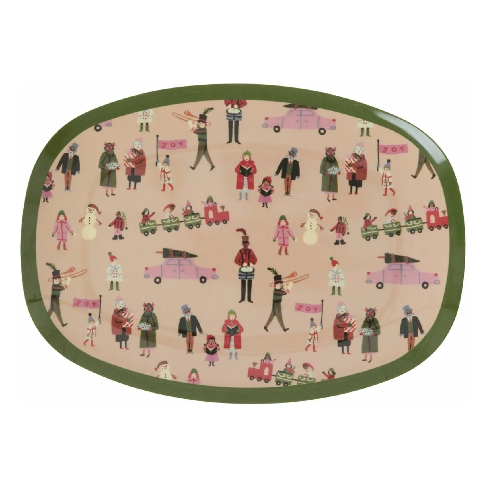 Rice Pale Pink Holiday Melamine Rectangle Dish