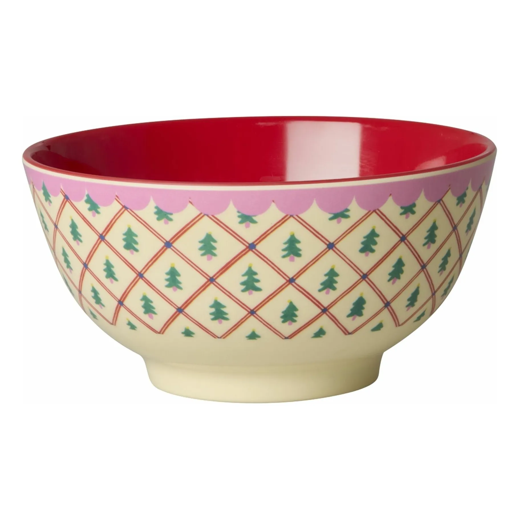 Rice Cream Melamine Bowl Fir Trees