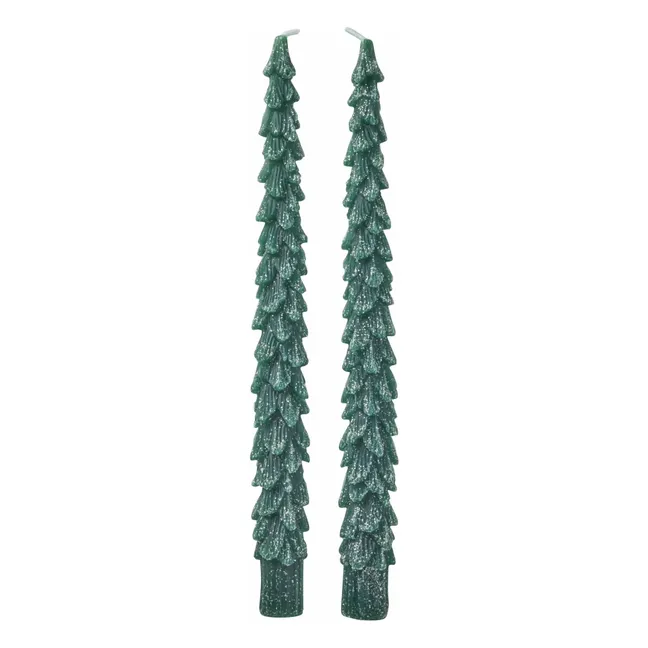 Fir Tree LED Candles - Set of 2 | Dark green