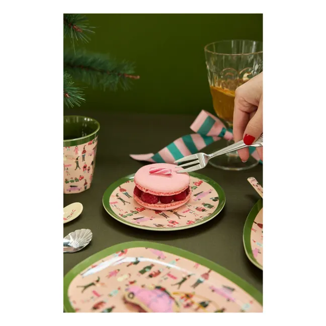 Holiday melamine dessert plate | Pale Pink