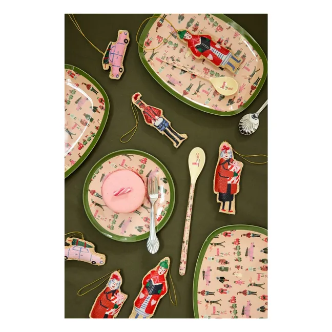 Plato rectangular de melamina festivo | Rosa Pálido