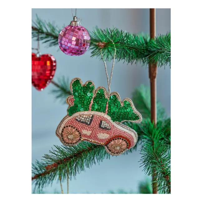 Boule de Noël Voiture et Sapin | Rouge