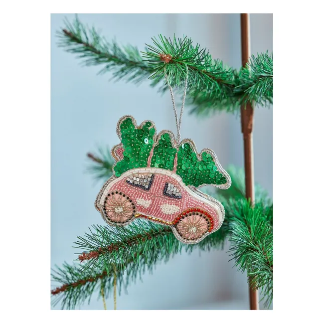 Boule de Noël Voiture et Sapin | Rouge