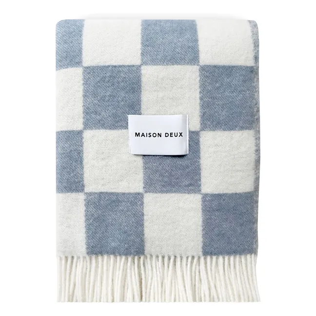 Damier wool throw | Blue