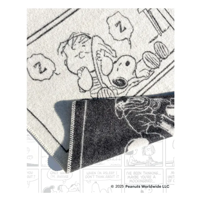 Plaid en laine Peanuts ZZZ | Noir