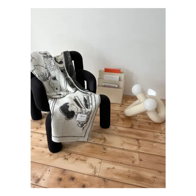 Plaid en laine Peanuts ZZZ | Noir