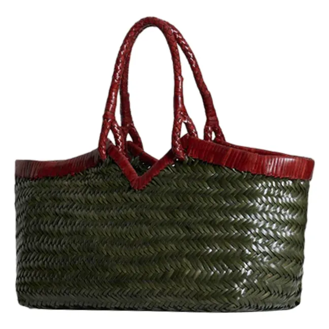 Tote Crudelia Piel bicolor | Verde musgo