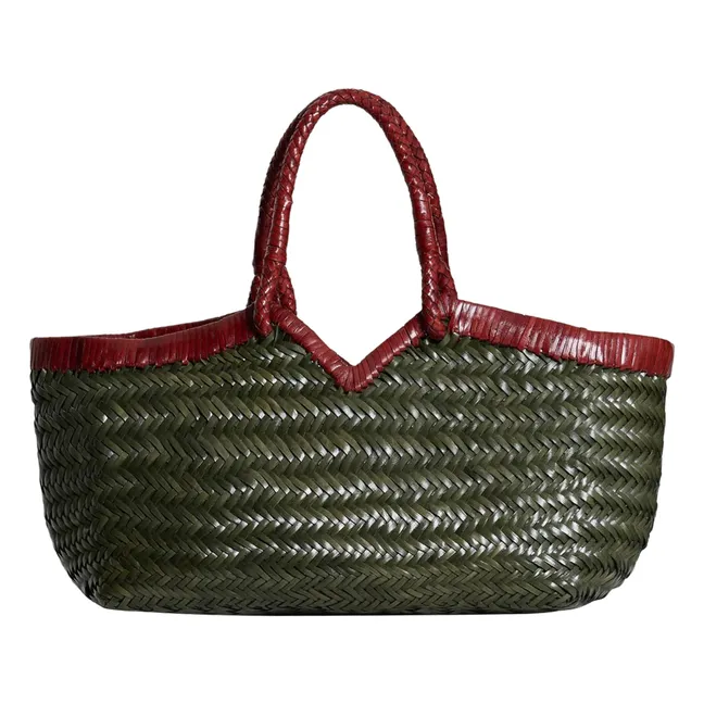 Tote Crudelia Piel bicolor | Verde musgo
