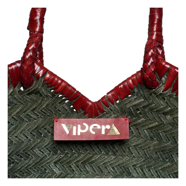 Cabas Crudelia Bicolore Cuir | Vert mousse