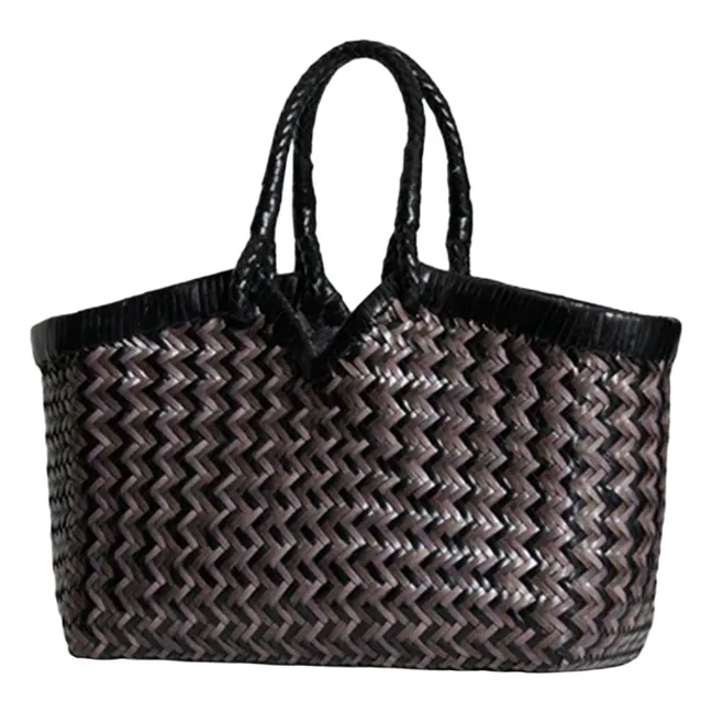 Cabas Crudelia Zig Zag Leder | Grau
