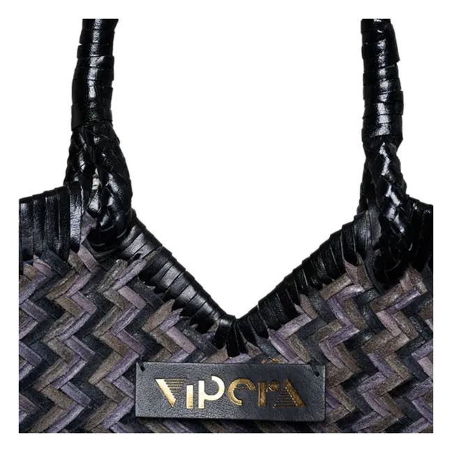 Cabas Crudelia Zig Zag Leder | Grau