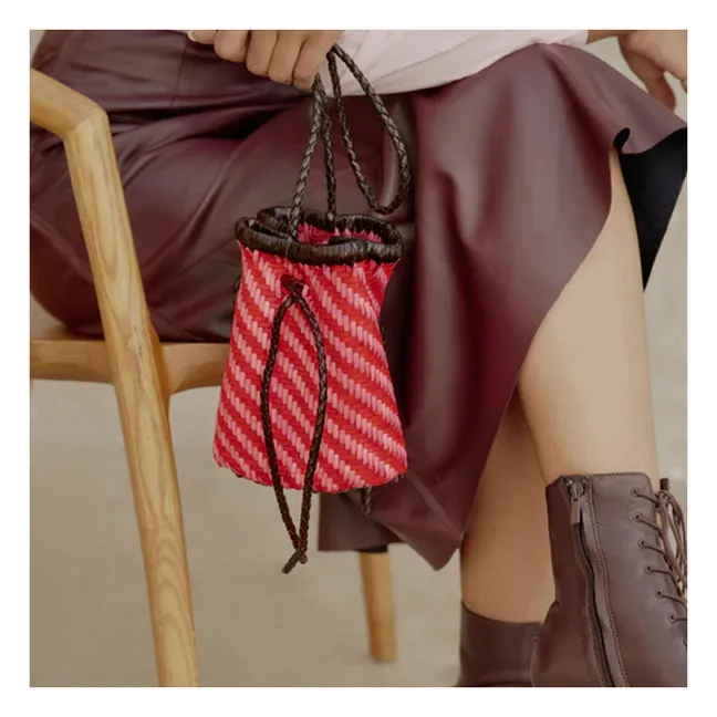 Tasche Frid Gestreift Leder | Magenta