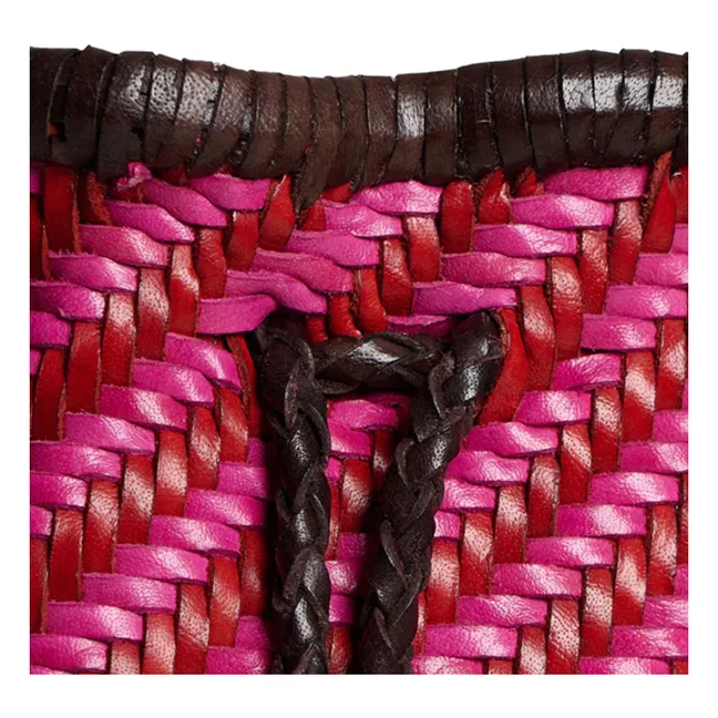 Bolso de piel a rayas Fridé | Magenta