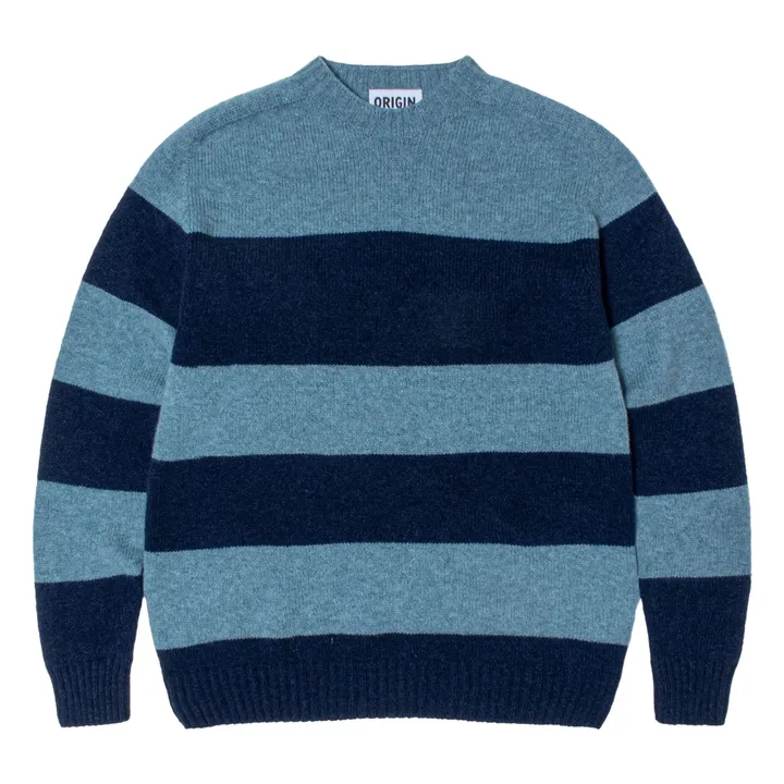 Pull Seamless Rayé Laine | Bleu- Image produit n°0