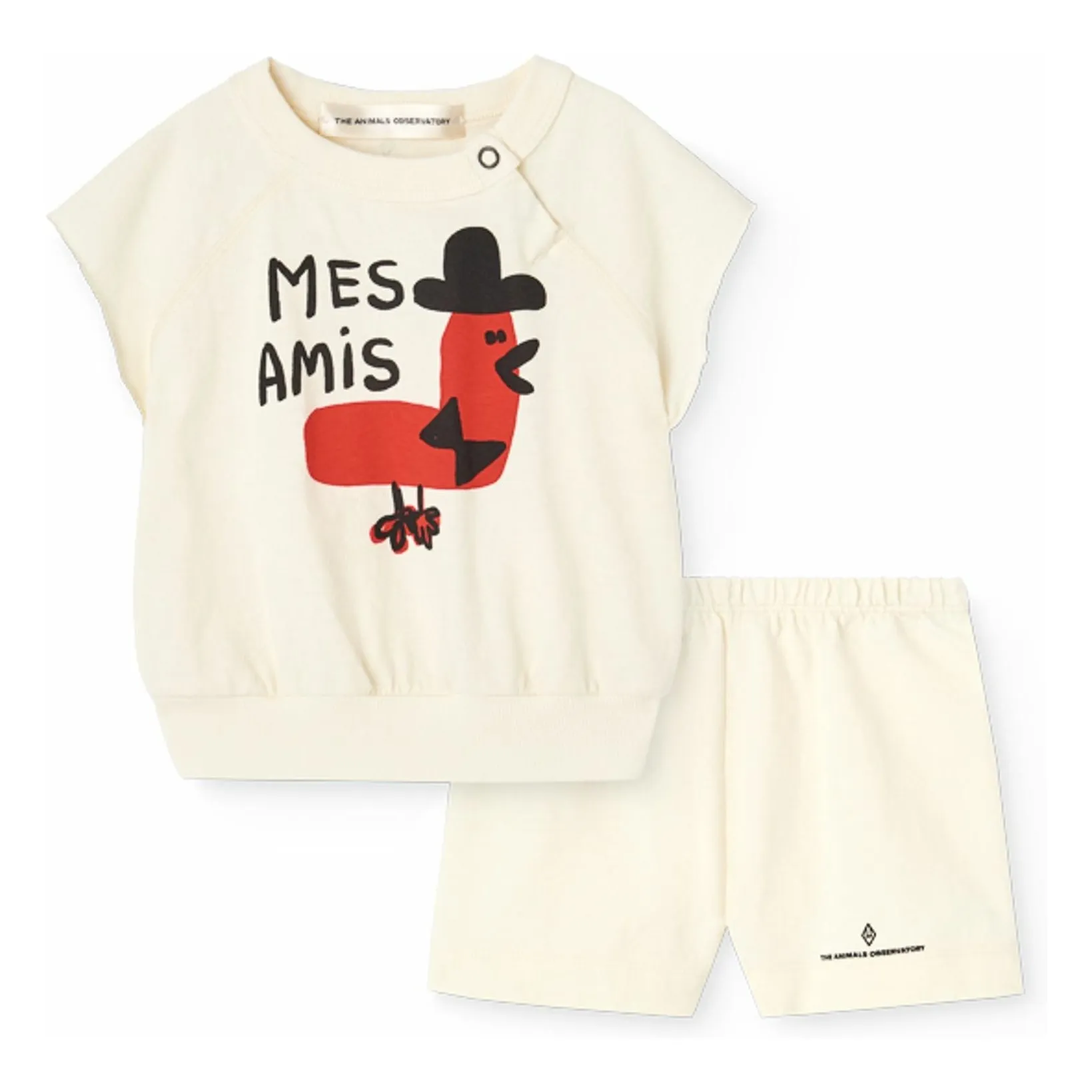 The Animals Observatory White Mes Amis Organic Cotton Alpaca Top And Shorts Set
