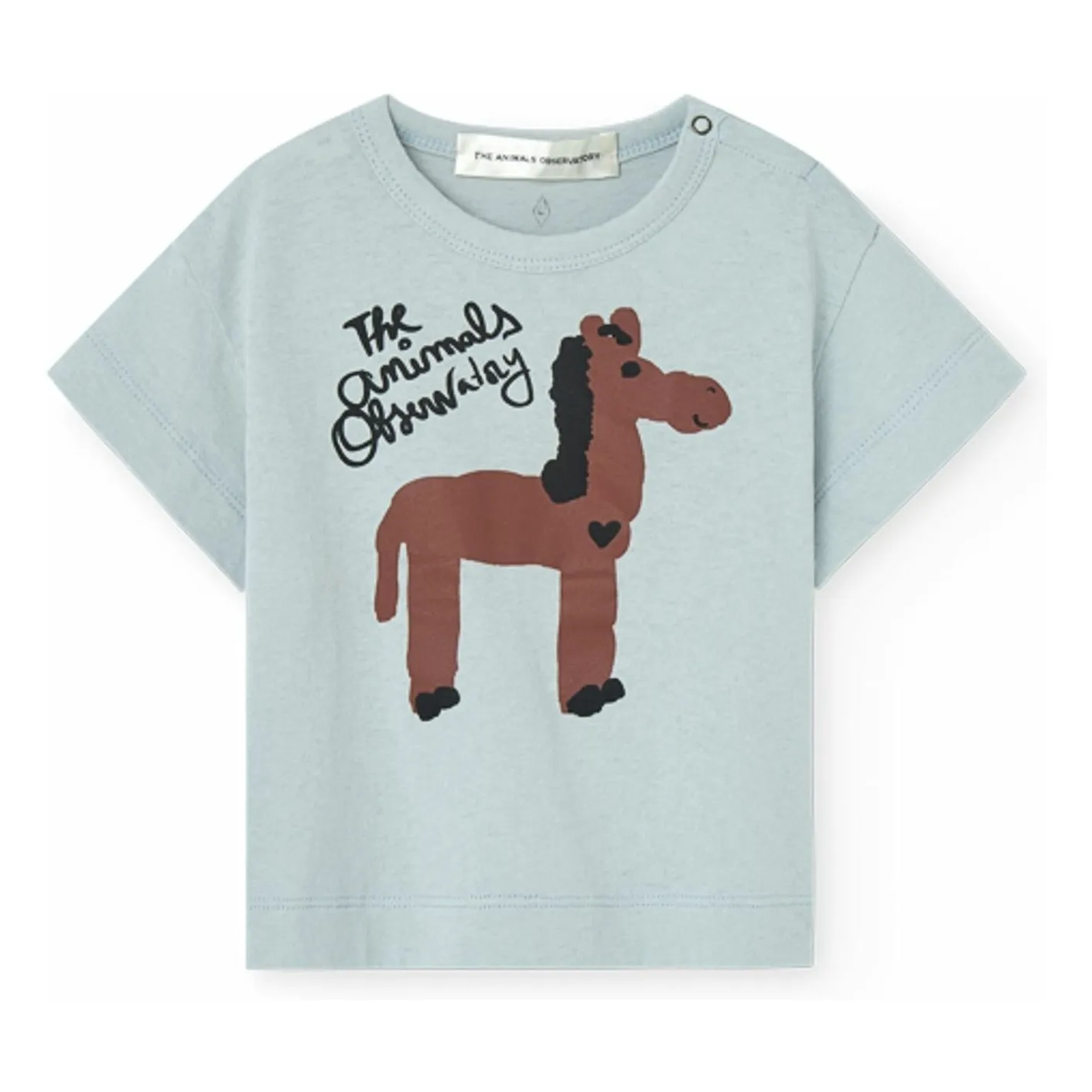 The Animals Observatory Light Blue Pangolin Horse Organic Cotton T-Shirt