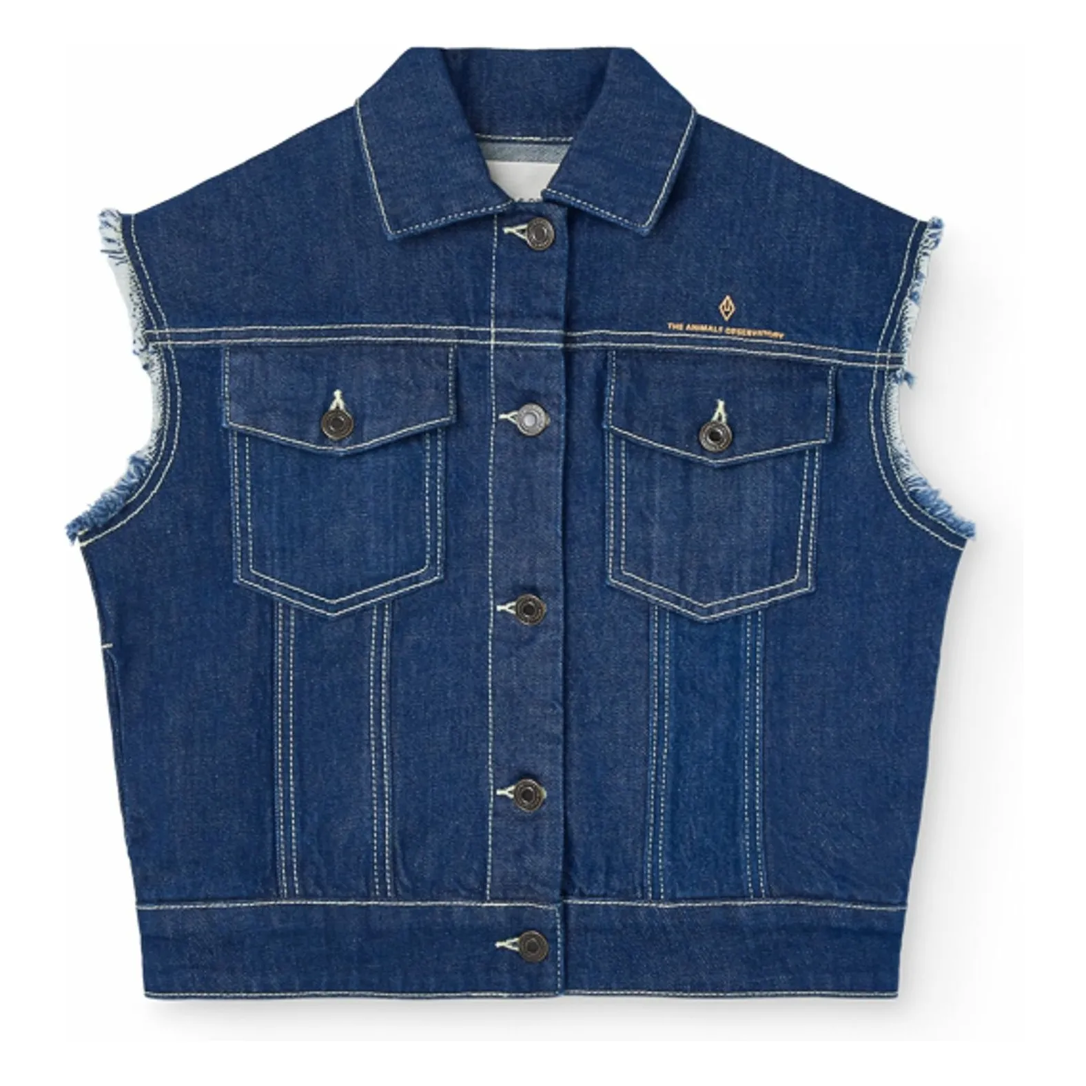 The Animals Observatory Dark Blue Denim Hog Organic Cotton Sleeveless Jacket